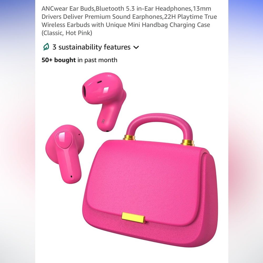 Classic Hot Pink Handbag and Earbuds Set